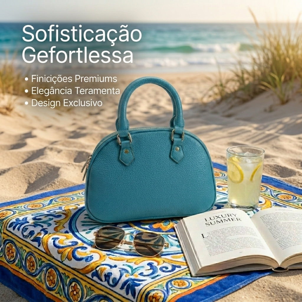 Mala Larissa - Azul de Couro Sintético Resistente - Tendência Verão 2026