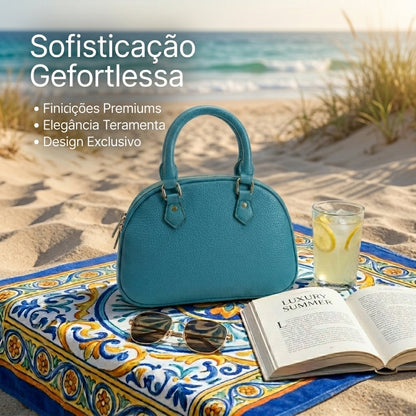 Mala Larissa - Azul de Couro Sintético Resistente  - Tendência Verão 2026